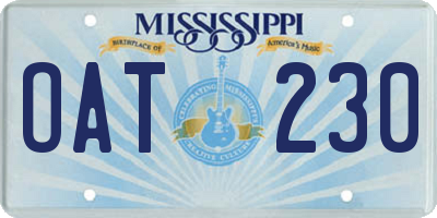 MS license plate OAT230