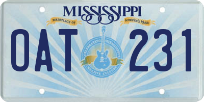 MS license plate OAT231