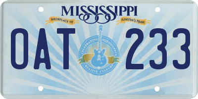 MS license plate OAT233