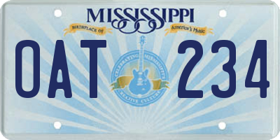 MS license plate OAT234