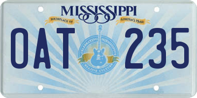 MS license plate OAT235