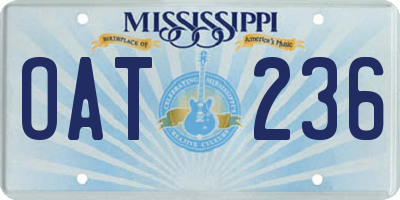 MS license plate OAT236