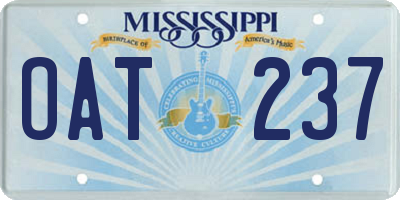 MS license plate OAT237