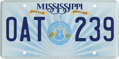MS license plate OAT239