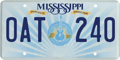 MS license plate OAT240
