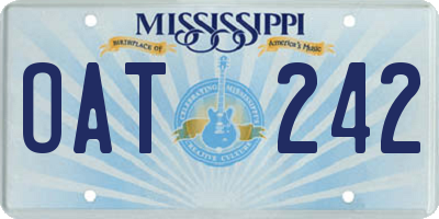 MS license plate OAT242