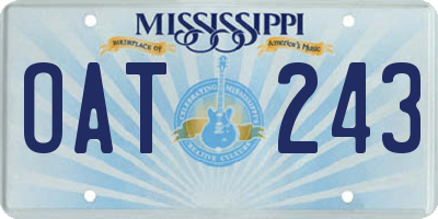MS license plate OAT243