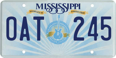 MS license plate OAT245