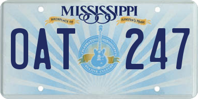 MS license plate OAT247