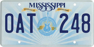 MS license plate OAT248