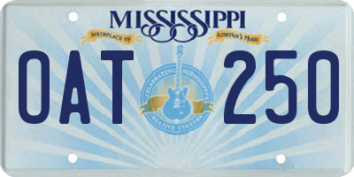 MS license plate OAT250