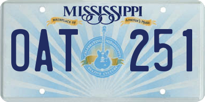 MS license plate OAT251