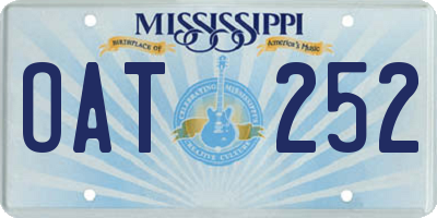MS license plate OAT252