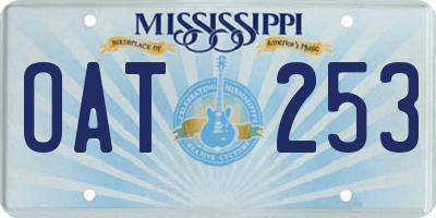 MS license plate OAT253