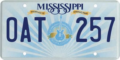 MS license plate OAT257