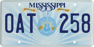 MS license plate OAT258