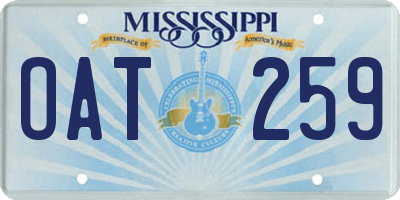 MS license plate OAT259