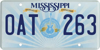 MS license plate OAT263