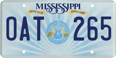 MS license plate OAT265