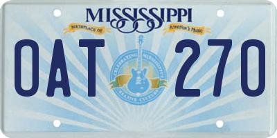 MS license plate OAT270