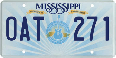 MS license plate OAT271