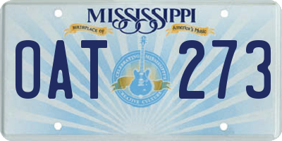 MS license plate OAT273
