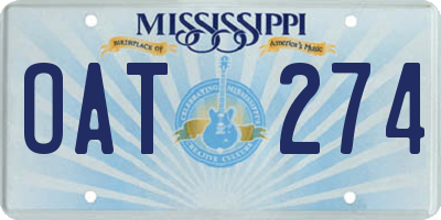 MS license plate OAT274