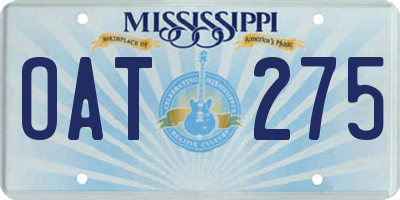 MS license plate OAT275