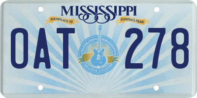 MS license plate OAT278