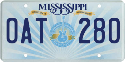 MS license plate OAT280