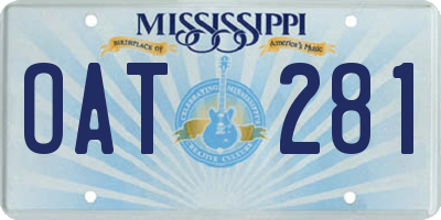MS license plate OAT281