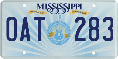 MS license plate OAT283
