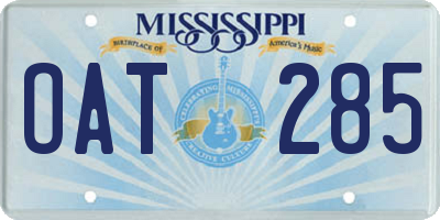 MS license plate OAT285