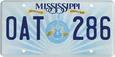 MS license plate OAT286