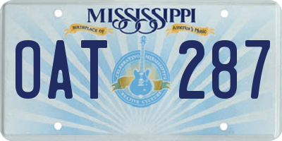 MS license plate OAT287