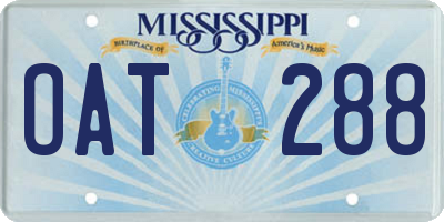 MS license plate OAT288