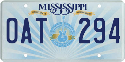 MS license plate OAT294