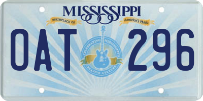 MS license plate OAT296