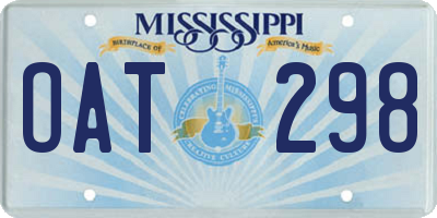 MS license plate OAT298