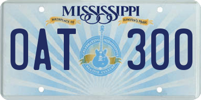 MS license plate OAT300