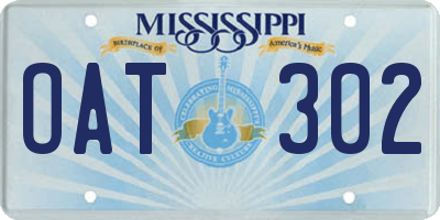 MS license plate OAT302