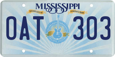 MS license plate OAT303