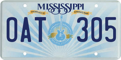 MS license plate OAT305