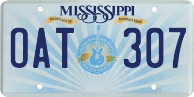 MS license plate OAT307
