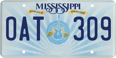 MS license plate OAT309