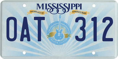 MS license plate OAT312