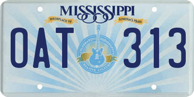MS license plate OAT313