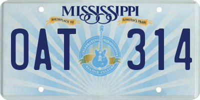 MS license plate OAT314