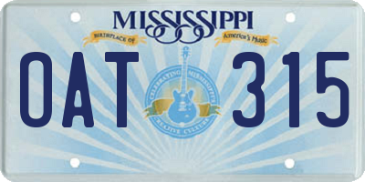 MS license plate OAT315