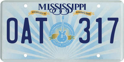 MS license plate OAT317